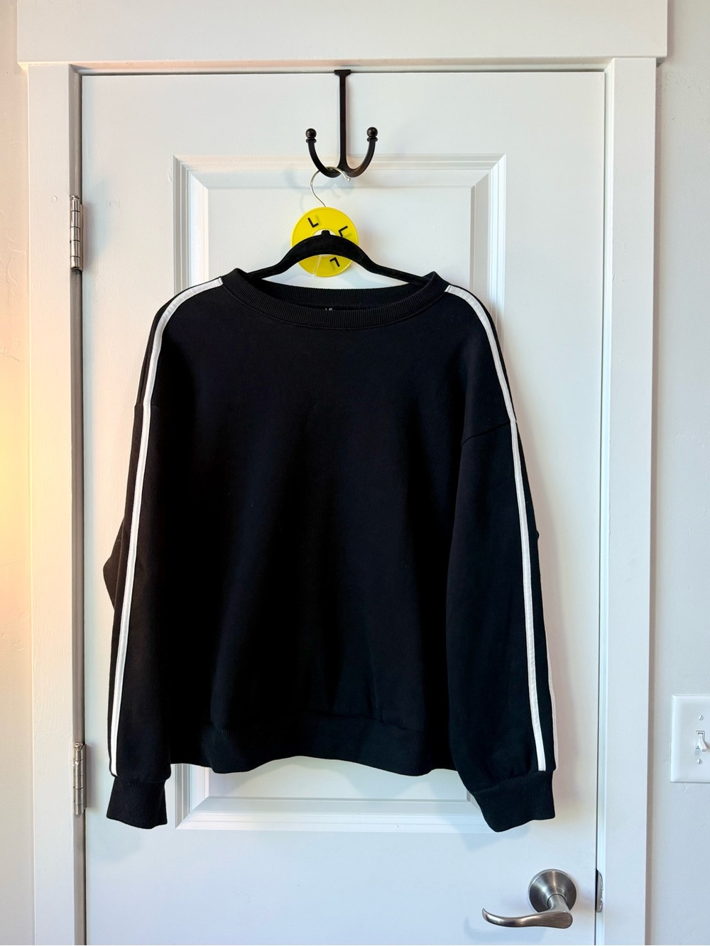 Amazon Black Sweatshirt with White Stripe Accent